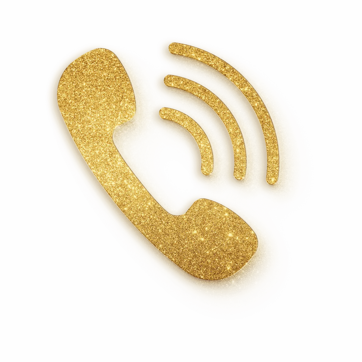 Golden phone call icon with radiant communication waves symbolizing connection, spiritual consultation calls, direct support, guidance sessions, conscious communication, and client outreach.