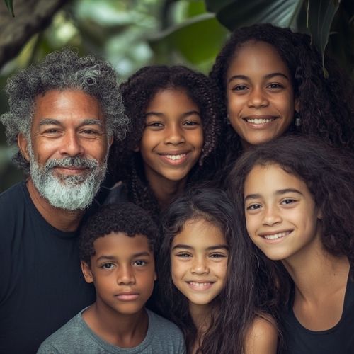 amily gathered together in a portrait symbolizing conscious parenting, homeschooling, and the spiritual development of Children of Light.