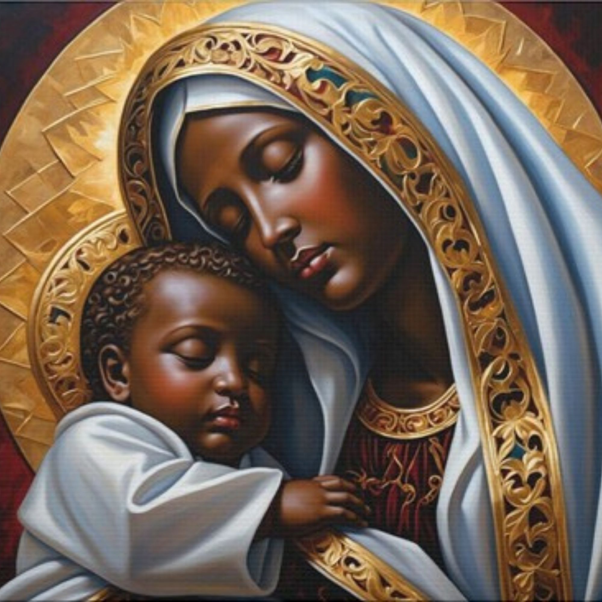 Sacred mother and child artwork symbolizing Divine Conception, womb empowerment, and the nurturing of Children of Light.