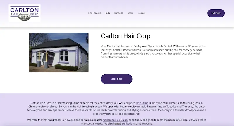 CarltonHairCorp.co.nz website