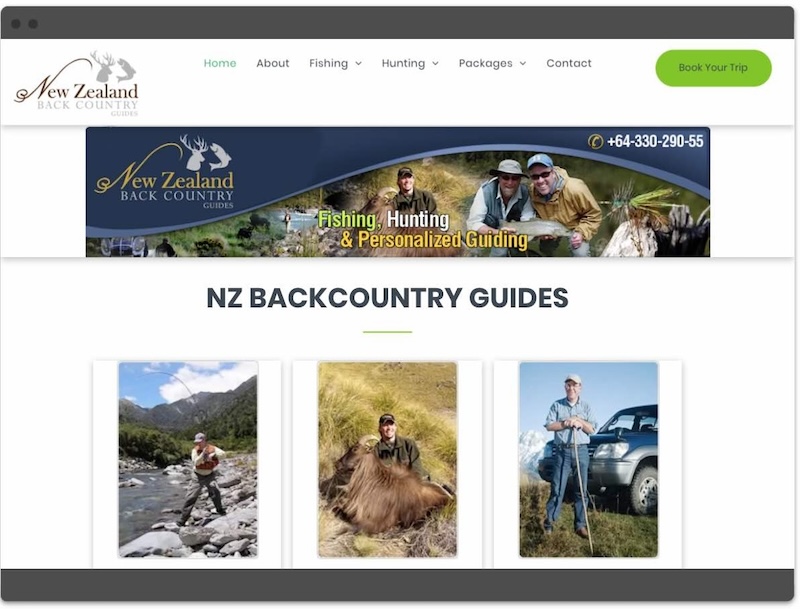 NZ Backcountry Guides website