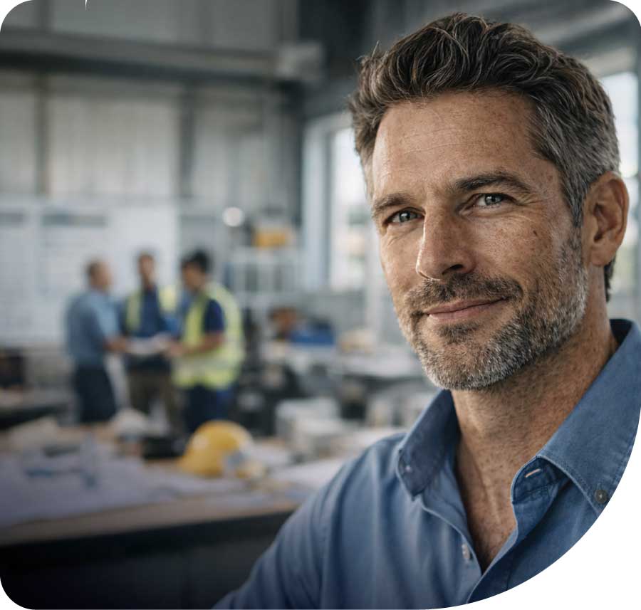 Professional man in a brown blazer and patterned tie, smiling against a light background, representing expertise in growth strategy and business development.