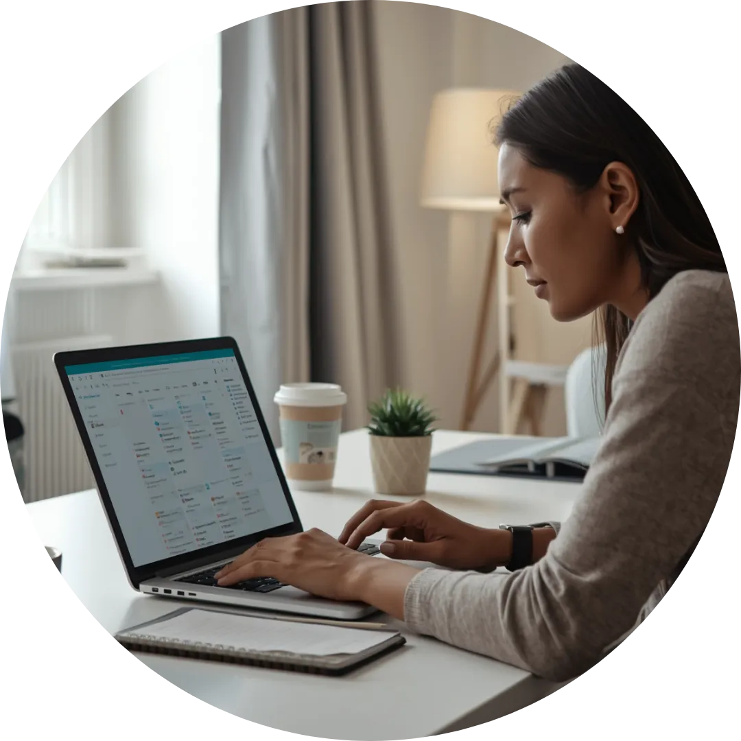 Futuristic holographic display with digital interface elements, representing virtual assistant technology and AI solutions for business efficiency.