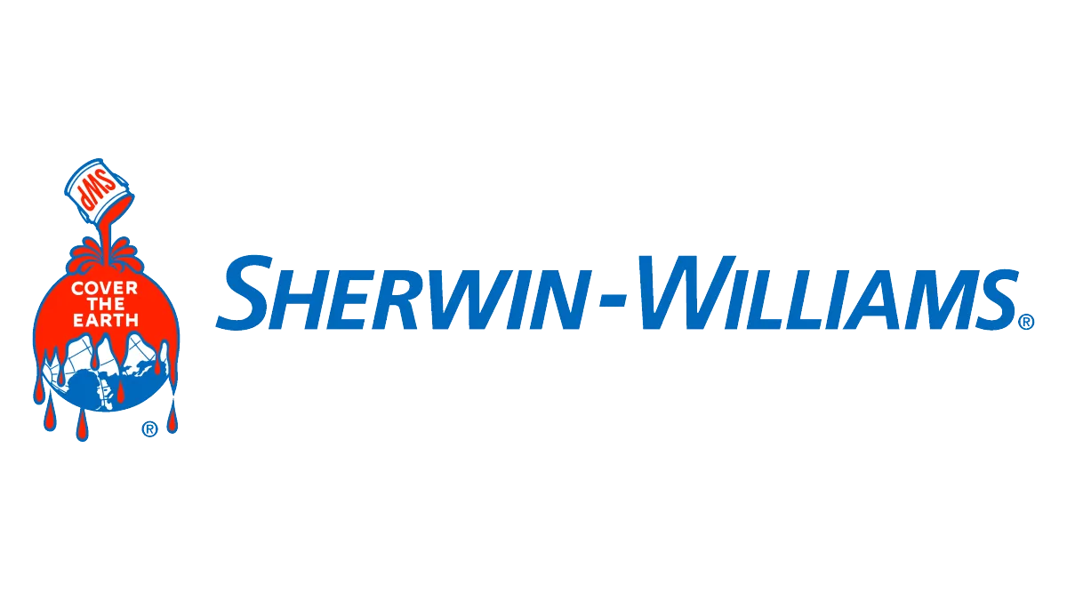 Sherwin-Williams logo featuring a paint can with the slogan "Cover the Earth," relevant to Copeland Painting's pressure washing services.
