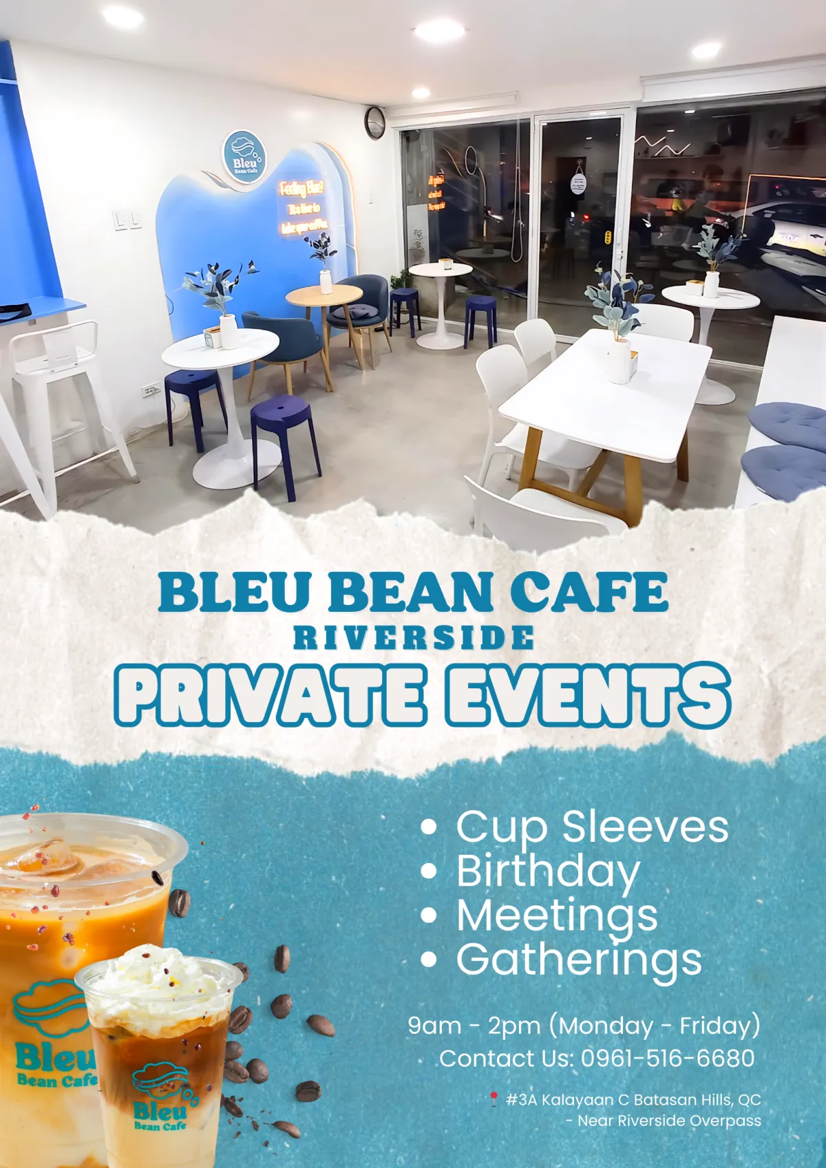 Cafe / Coffee Shop Private Event for birthday, meeting, anniversary and gatherings.