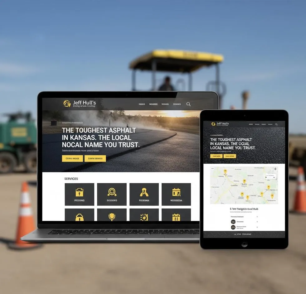 Laptop mockup showing Tempe local search capture template