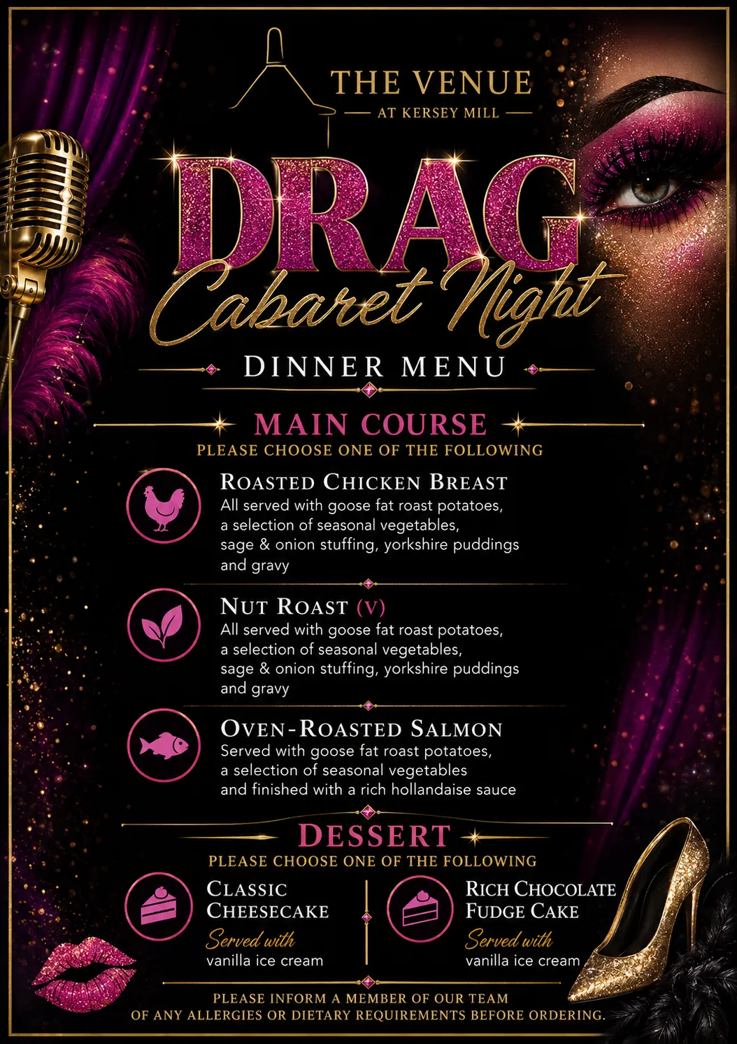Premium plated two-course meal