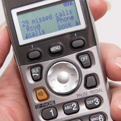 Business phone showing missed calls