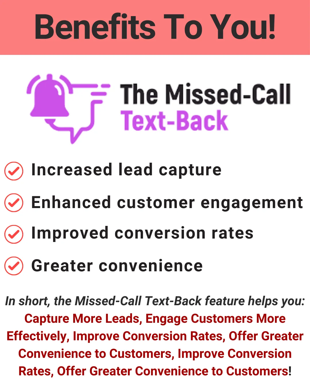 Benefits of Missed Call Text back for Customers and Businesses