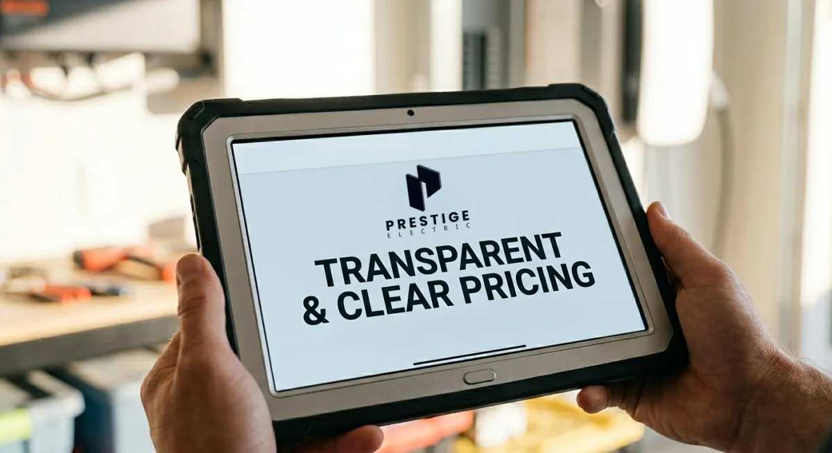 Image of a tablet showing transparent and clear EV and Solar pricing