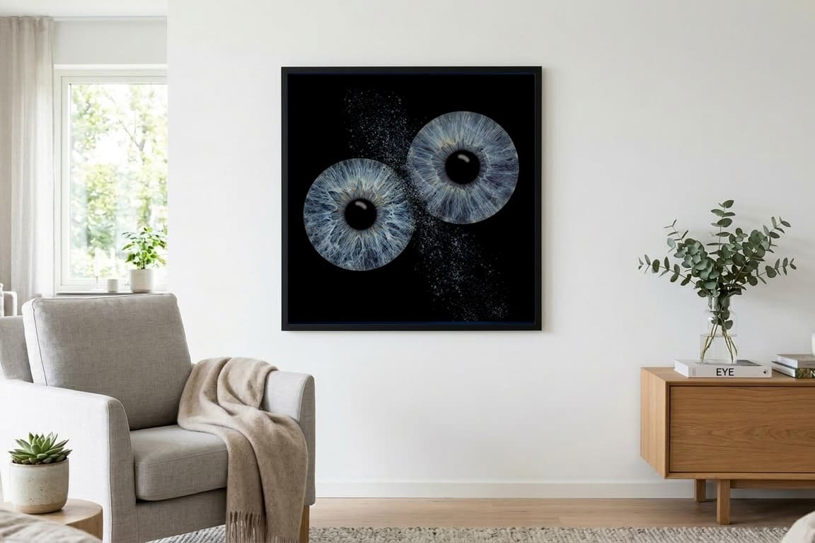 Irisfotografie als Poster an einer Wand