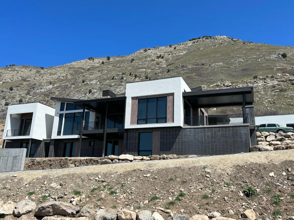 metal railing outside a St. George home on a hillside