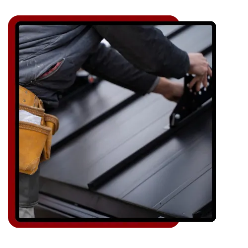 Metal roofing installation on a commercial building