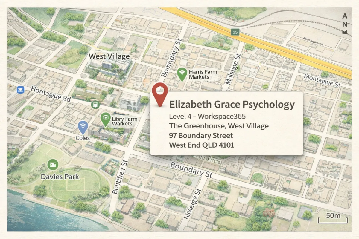 West End psychology clinic in Brisbane providing in-person appointments with a registered psychologist for anxiety, trauma, stress, relationships, self-esteem and personal growth.