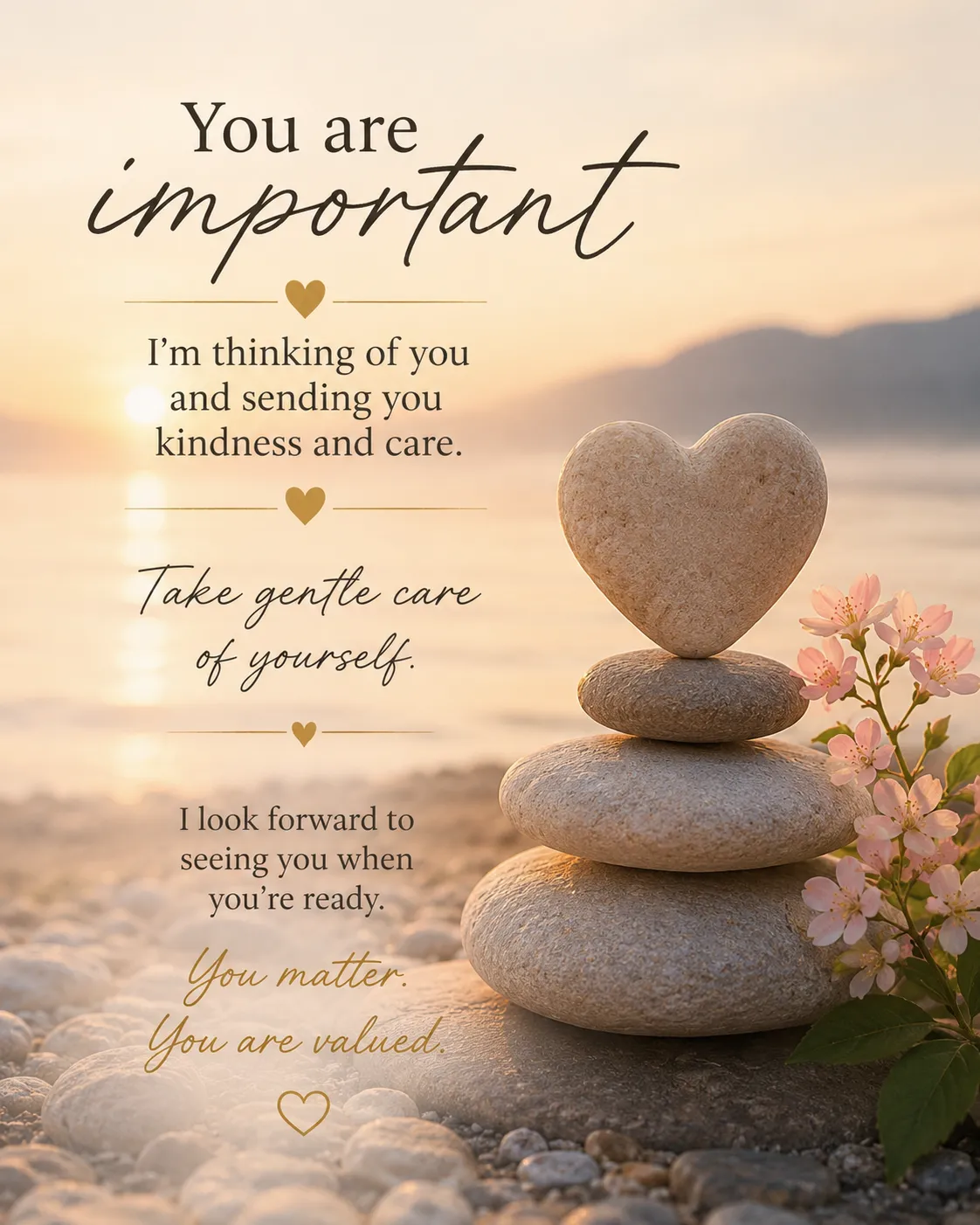 You Matter printable psychology resource encouraging self-kindness, self-worth and gentle self-care by Elizabeth Grace Psychology.