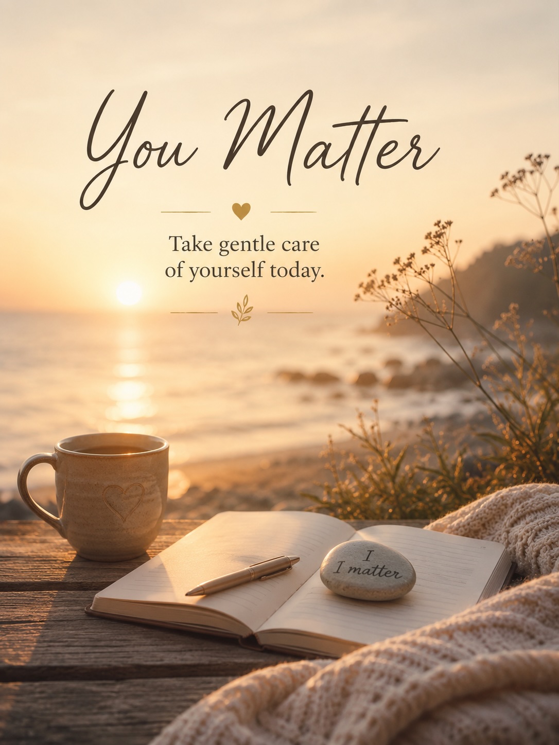 You Matter printable psychology resource promoting self-worth, self-compassion and gentle self-care by Elizabeth Grace Psychology.