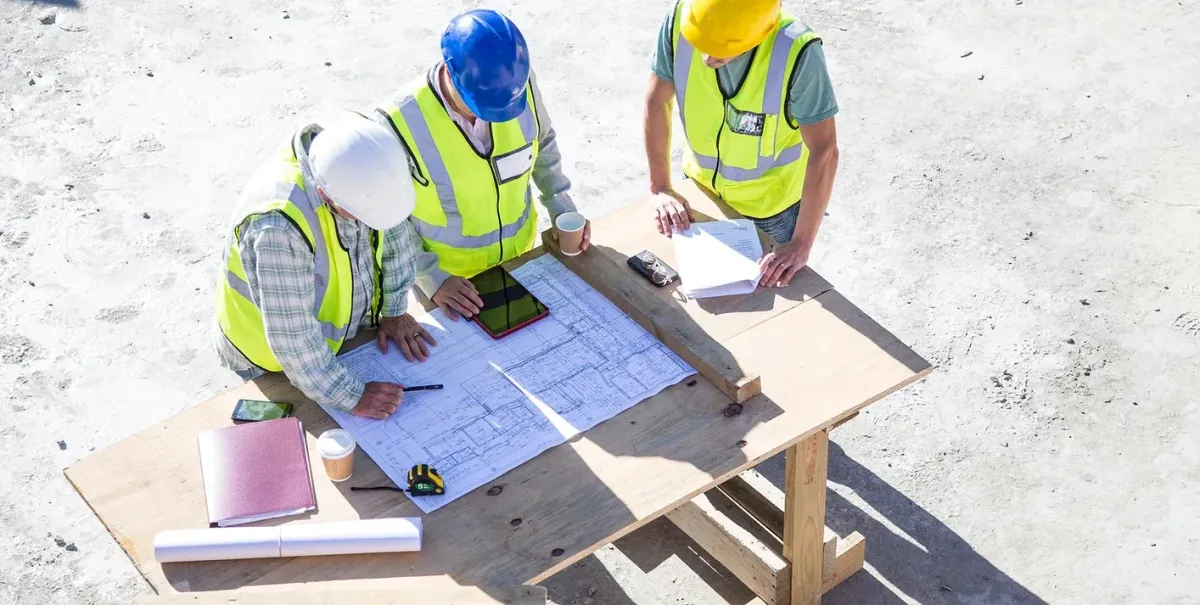 a group of roofers making a project