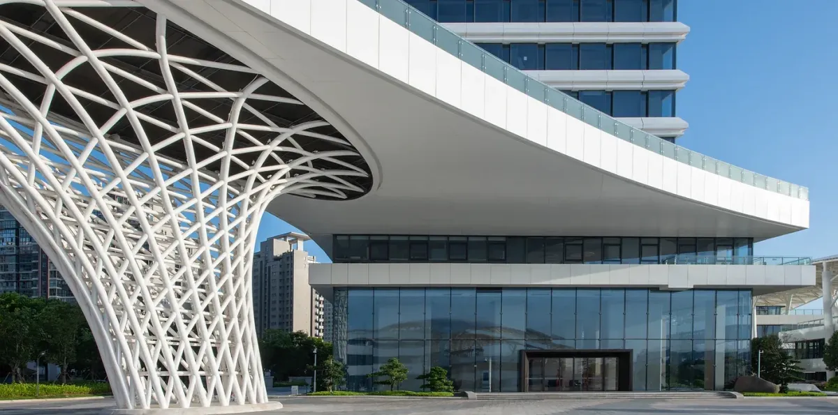 a commercial building with strong roofing