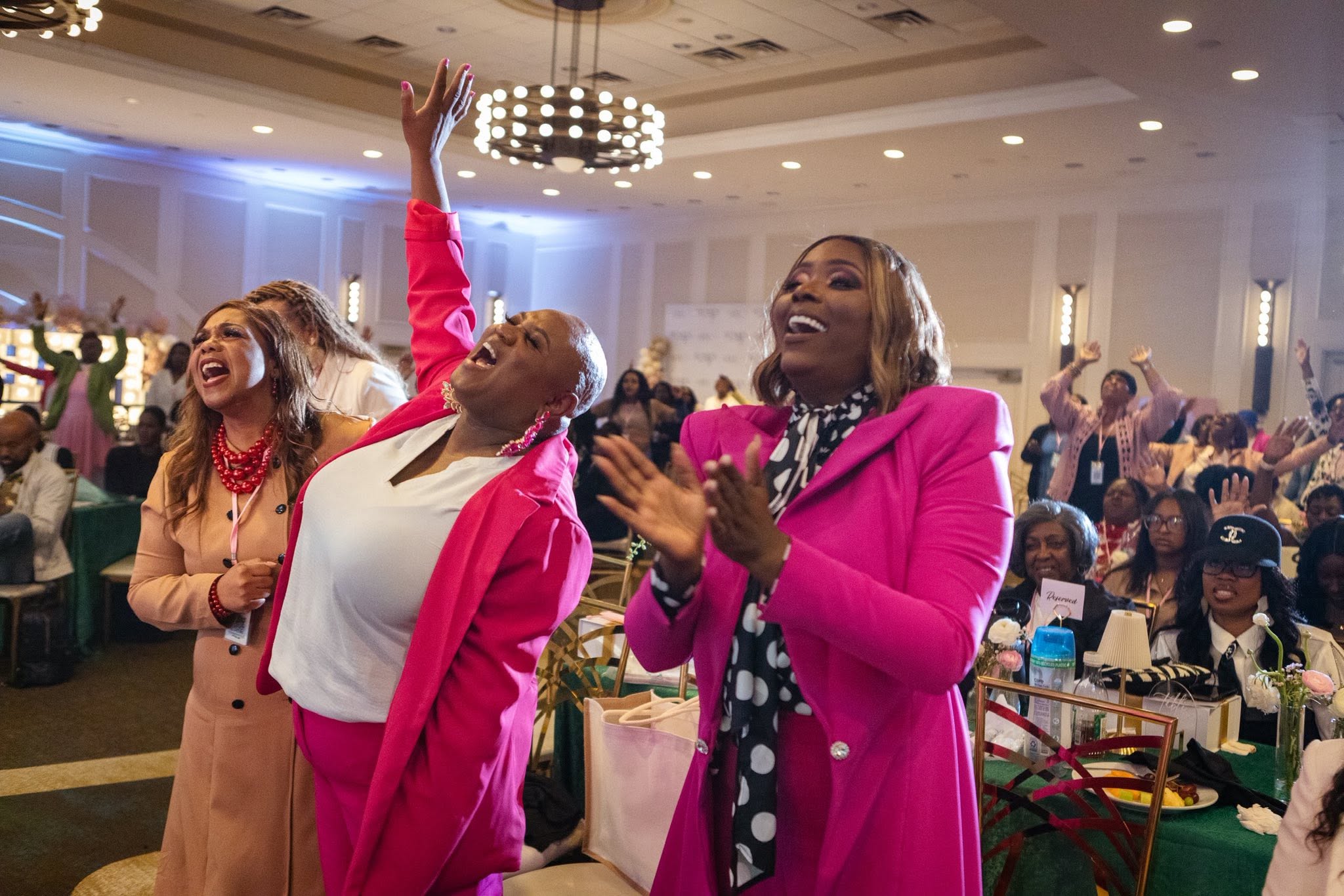 Professional women leading and presenting confidently