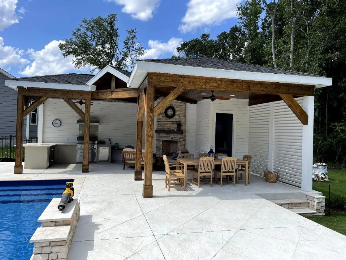 Outdoor Structures - Pergola build in backyard pool area. 