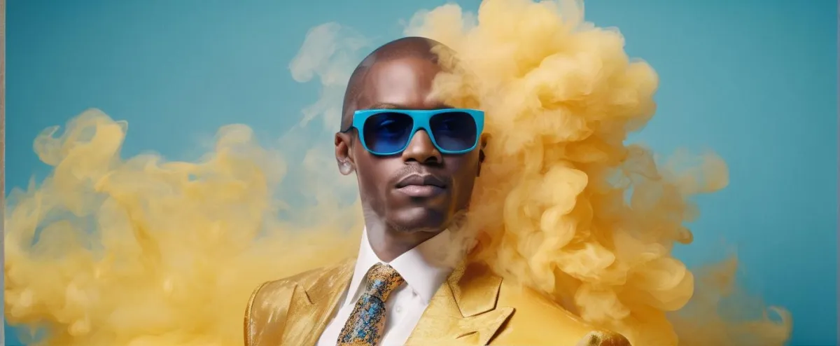 A colorful sound wave on a black background