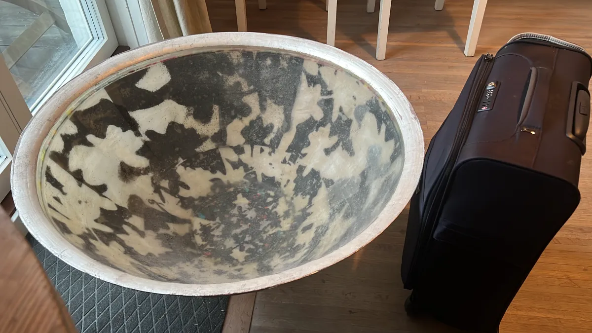 Fibreglas piece, cabin bag for size reference