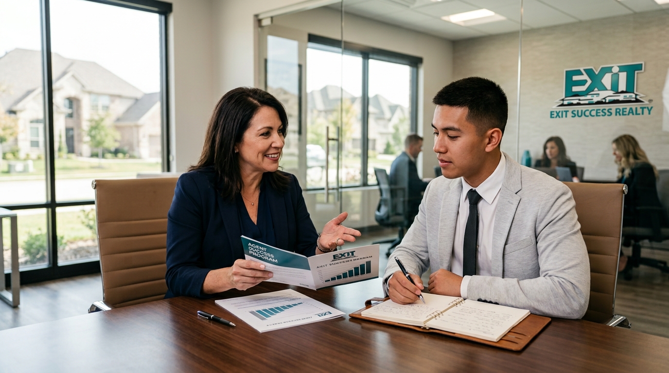 Real estate agent reviewing commission splits and brokerage support options