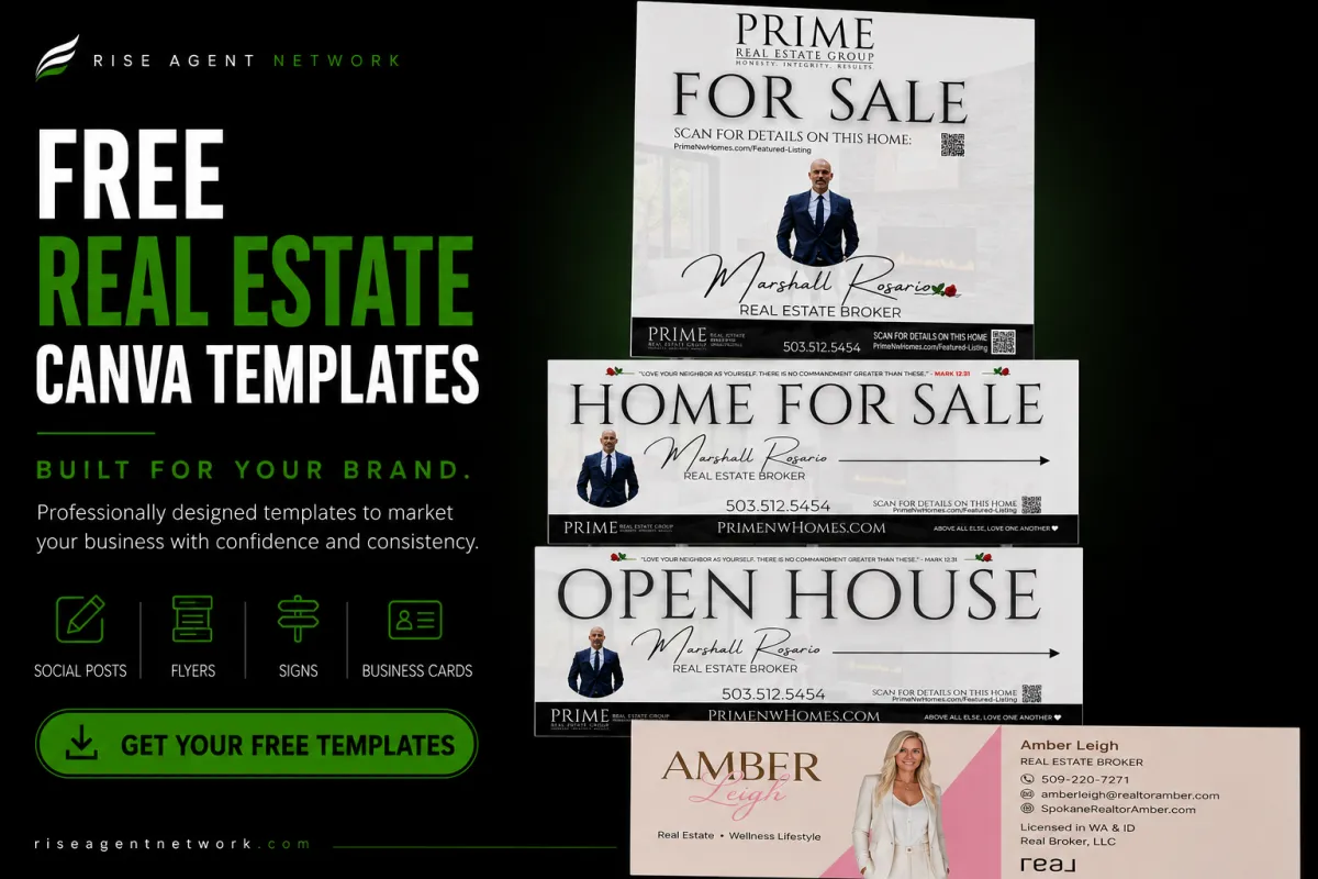 Free Real Estate Canva Templates · For Sale Signs, Directionals & Socials