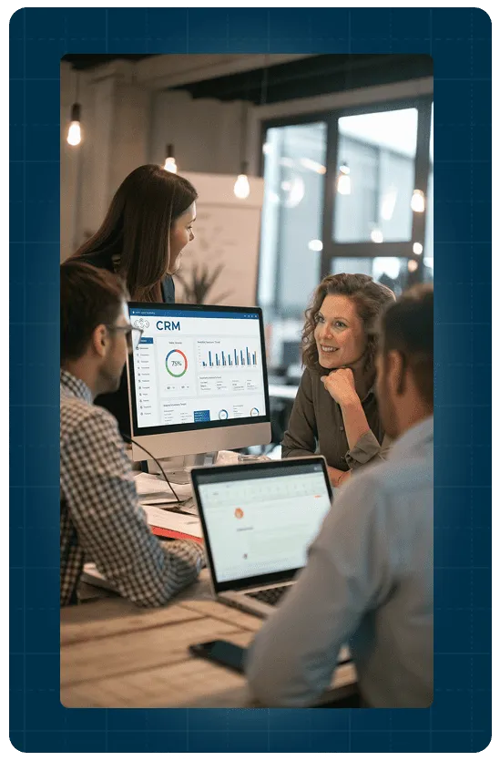 CRM lead management dashboard tracking sales pipeline and automated follow-ups for contractors