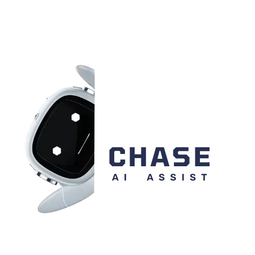 Chase AI Assist logo with sleek white robot character — Oculus Intel article on how Chase AI elevates small business operations