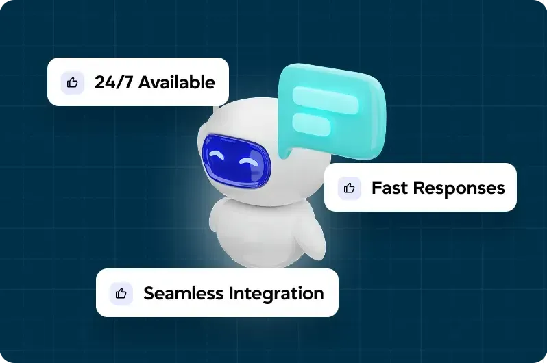 AI chatbot integration for business automation showing 24/7 availability and fast lead response