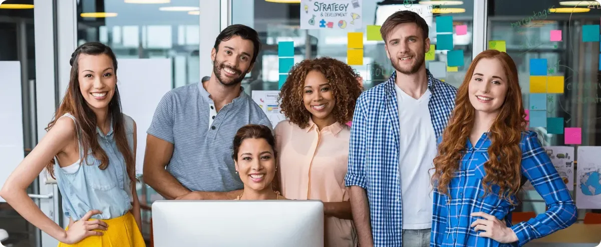 Oculus Intel team collaborating on marketing strategy for outdoor service contractors