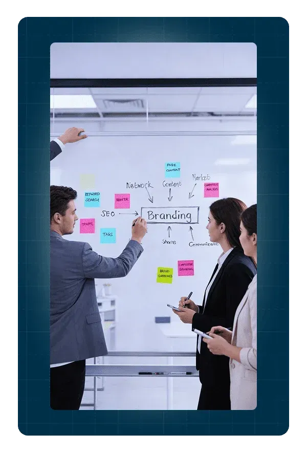 Business branding strategy session with visual identity and messaging development for contractors