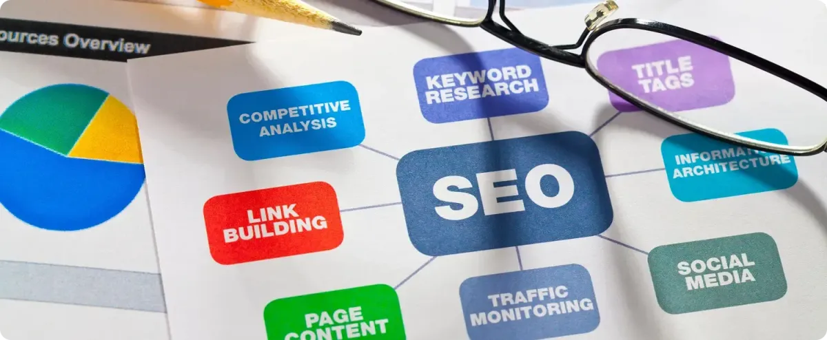Business owners studying SEO strategies and Google ranking tips to grow organic search traffic