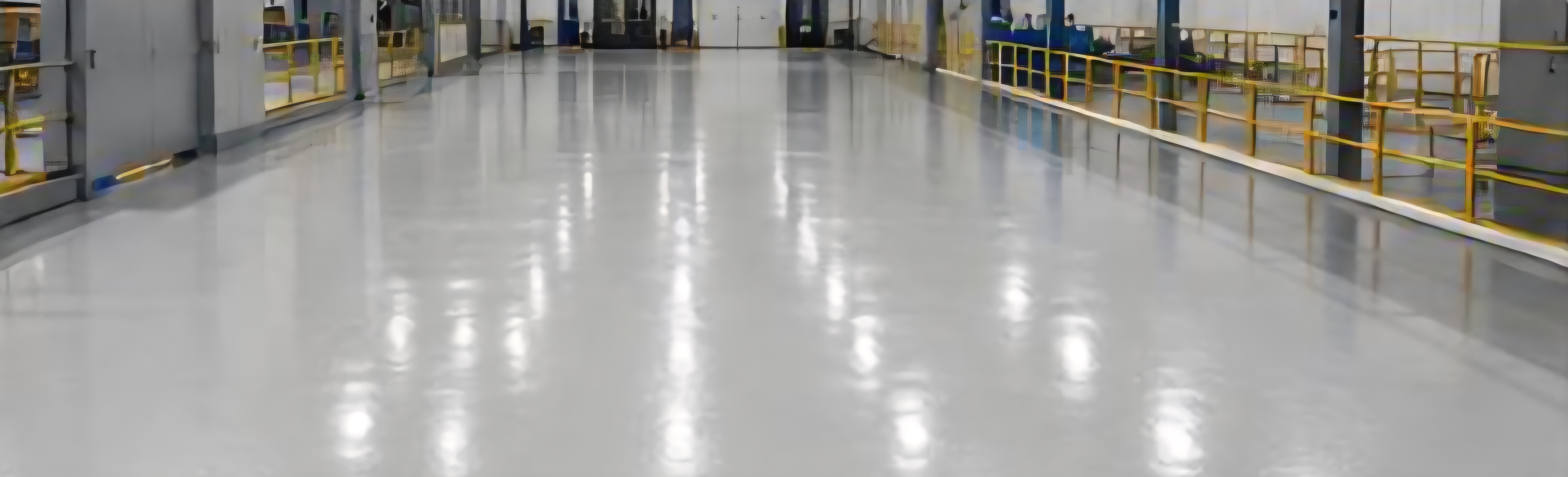 Warehouse floor with epoxy coating