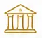 Gold line icon of a classical building with pillars