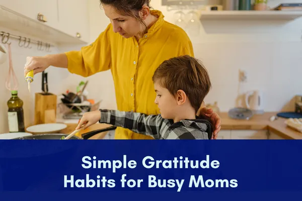 Mom cooking in the kitchen with her son