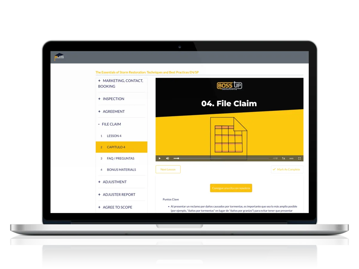 File Claim Course lesson Demo