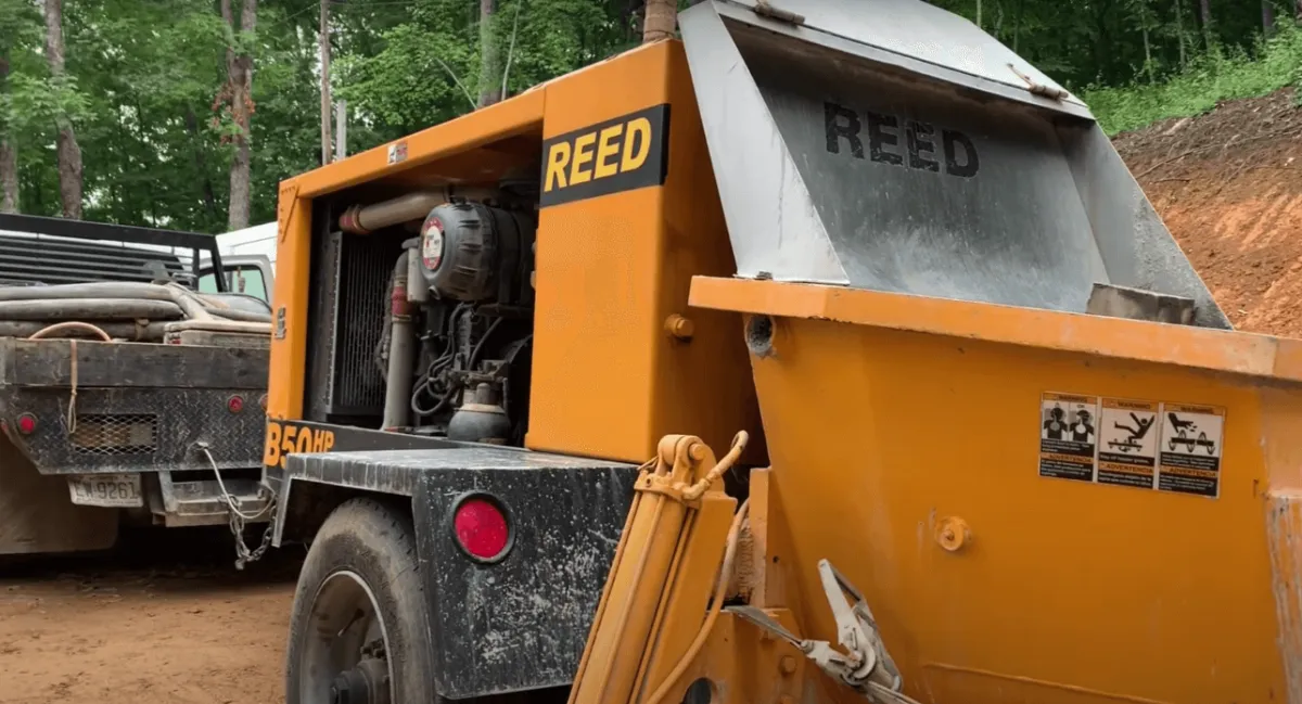 this picture shows a concrete pumping machine in stockton, ca