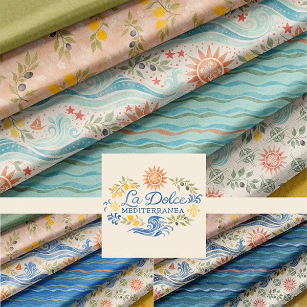 Coastal fabric collection in 3 colorways by Brayberry Design