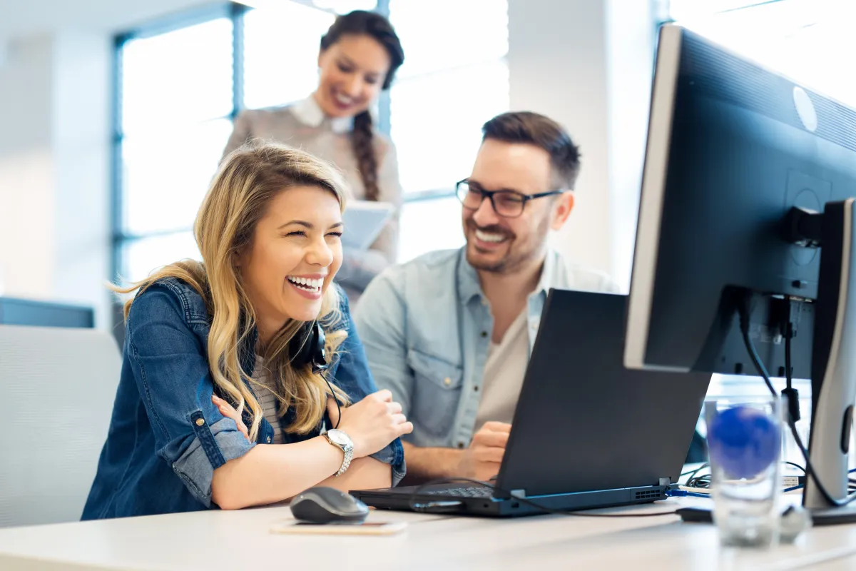 Business team collaborating in an office setting