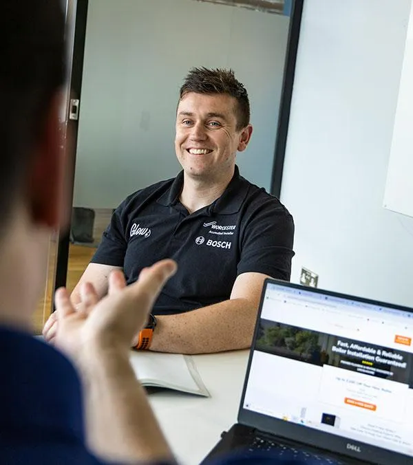 Alex Pycock of Novus Marketing AI consulting with Lincolnshire-based client, The Glow Group