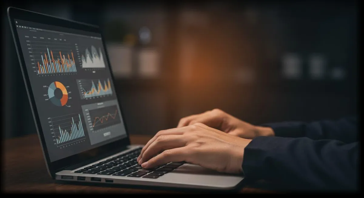 Sophisticated lead generation dashboard showing sales funnel visualization, conversion metrics, lead scoring criteria, and campaign performance analytics with AI-powered qualification indicators in a professional workspace.