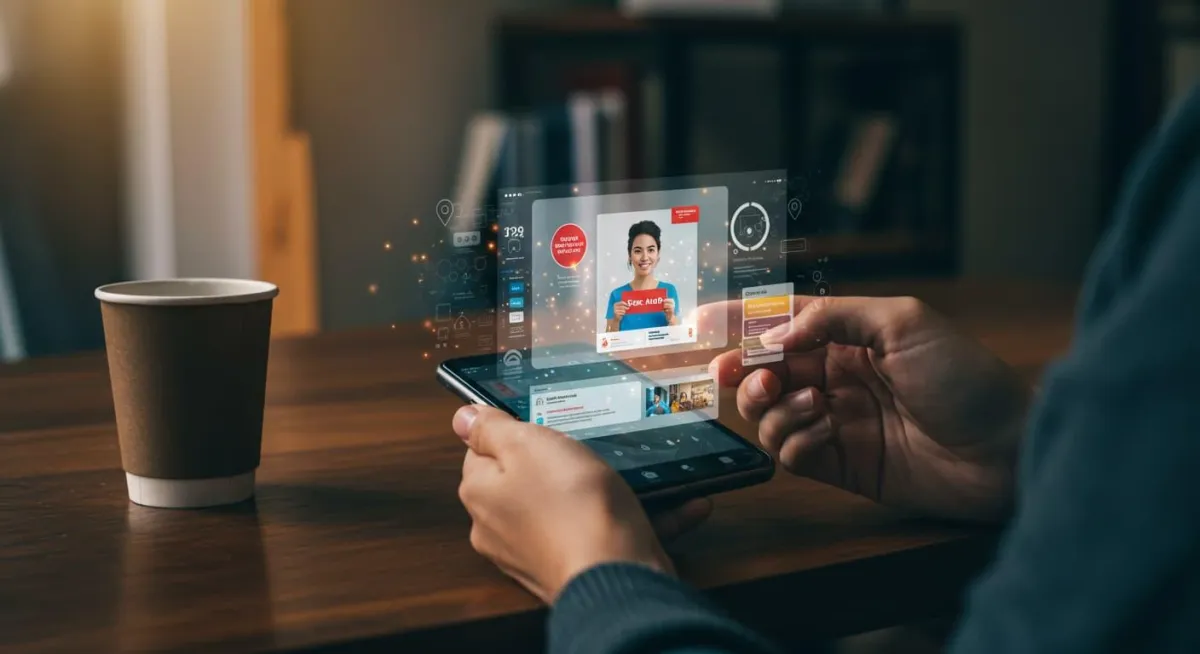 Experienced professional in their 60s working on website design at an organized home office desk with dual monitors displaying wireframes and digital elements. The workspace features subtle AI visualization elements, conveying seasoned expertise and digital craftsmanship.