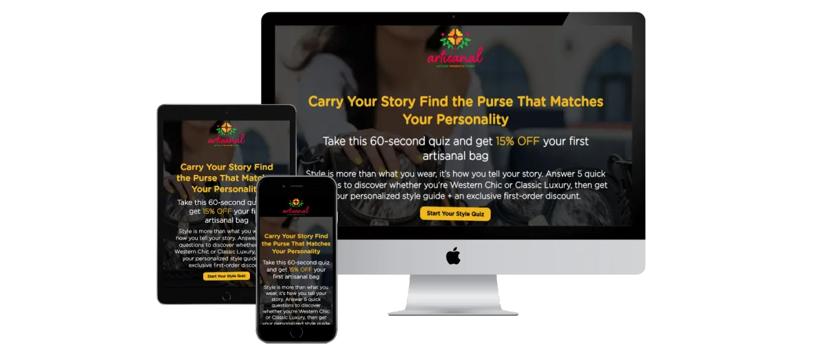 Artisanal Style Quiz Funnel