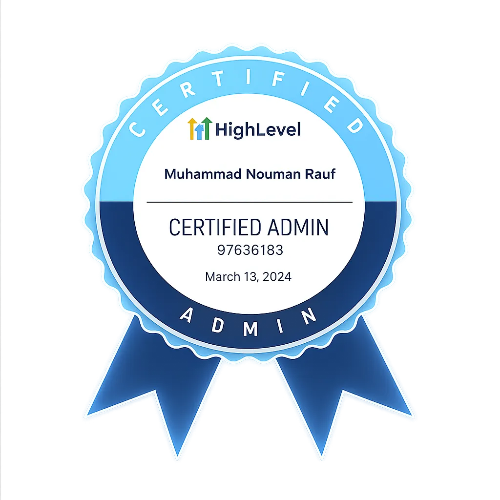 Muhammad Nouman Cerified GoHigh Level Exert