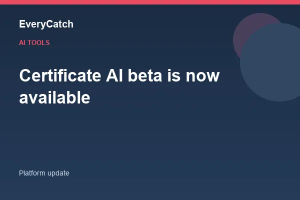 Certificate AI beta is now available