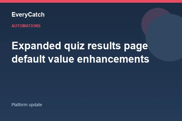 Expanded quiz results page default value enhancements