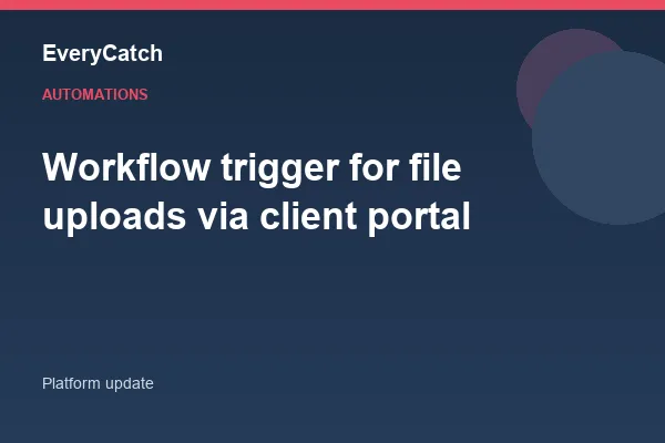 Workflow trigger for file uploads via client portal