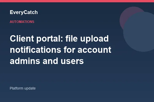 Client portal: file upload notifications for account admins and users